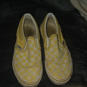 Vans Kids Yellow Checkered Slip-On Shoes